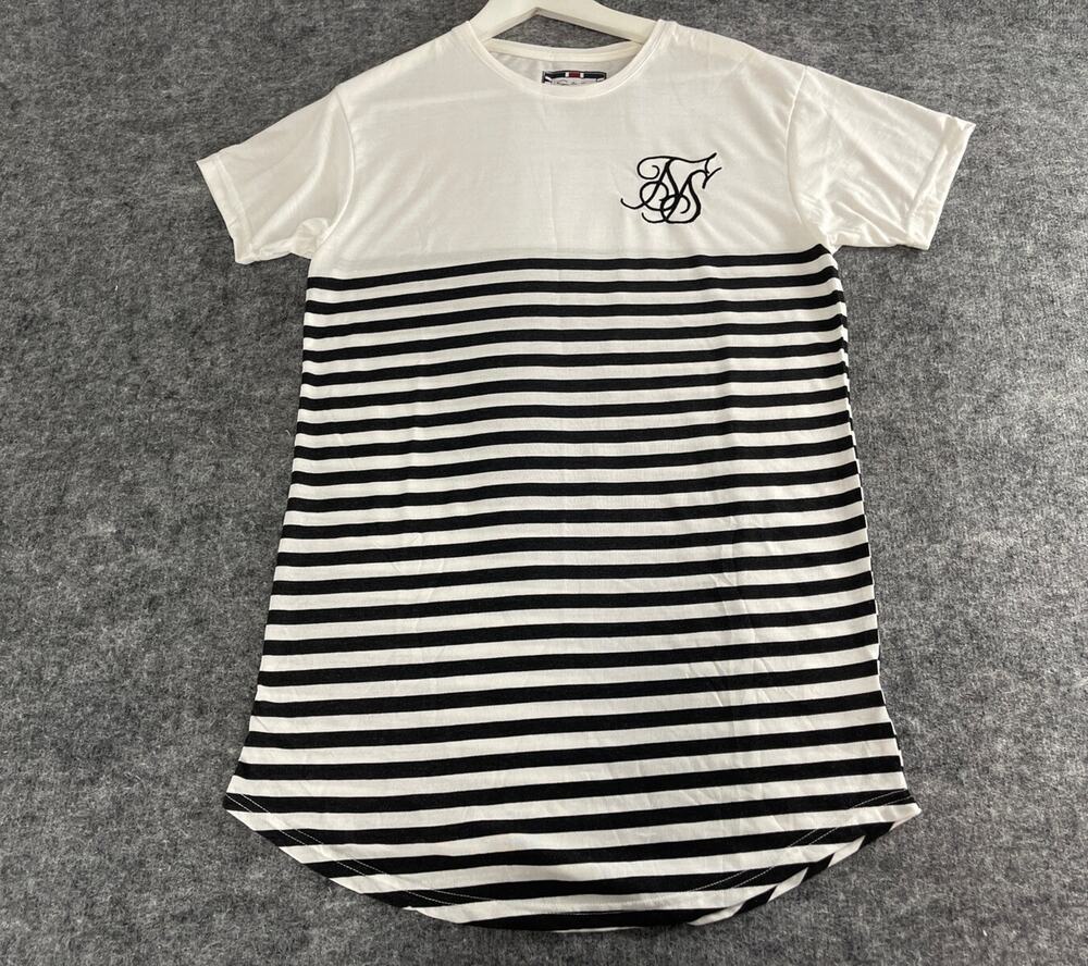 Siksilk Shirt Mens Small Tee Striped White Black T Shirt Oversize Sik Silk N63